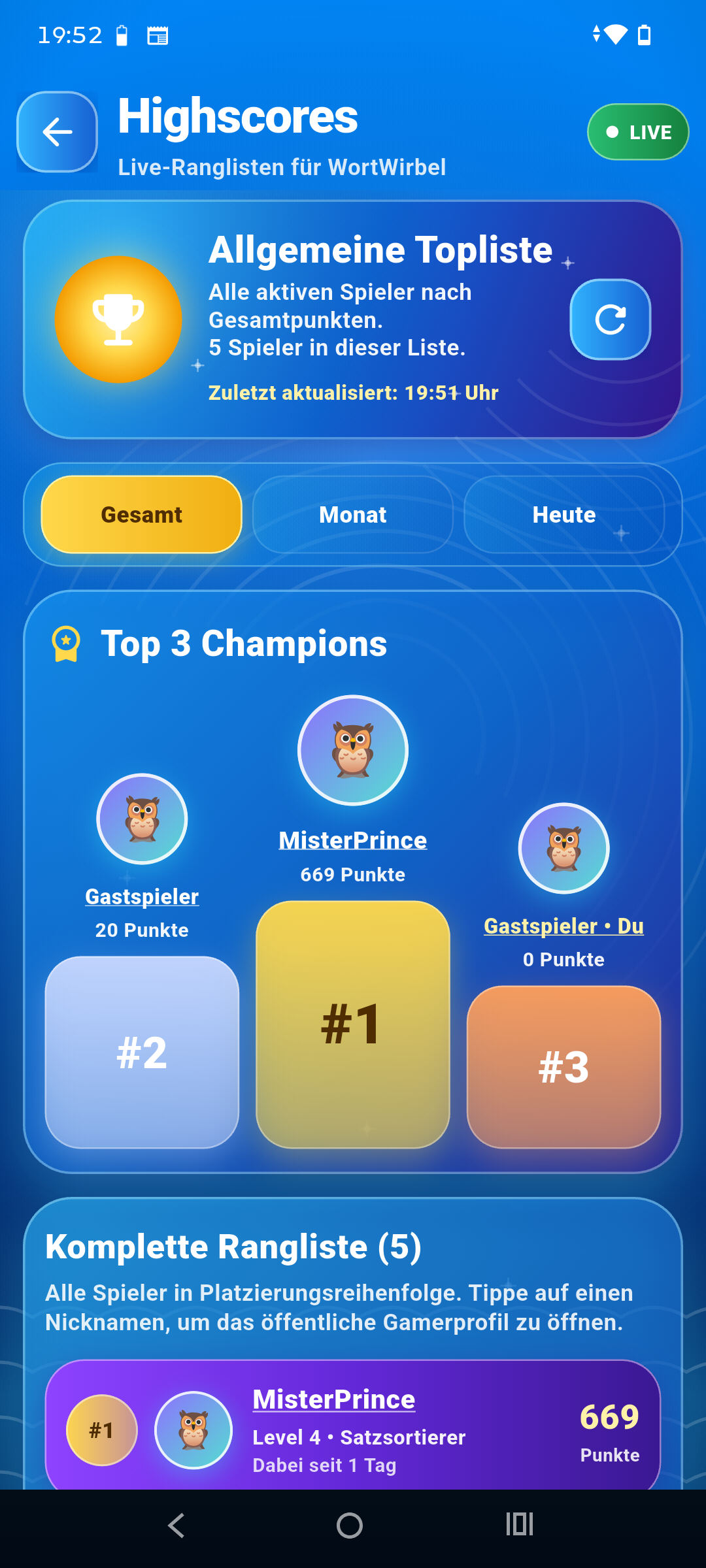 WortWirbel Highscores